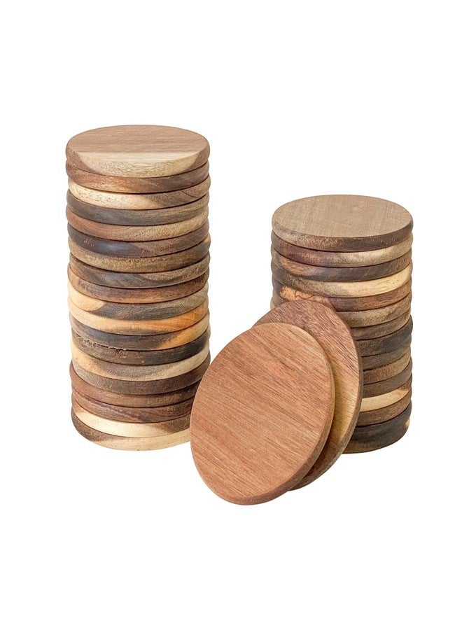 Cregugua 36 Pack Acacia Wood Drink Coasters, 3.68 Inch Round Wooden Acacia Wood Cup Coasters - Image 1